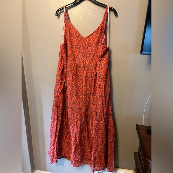 Joie dress - red/pink print sleeveless cotton midi/maxi dress - Picture 4 of 9